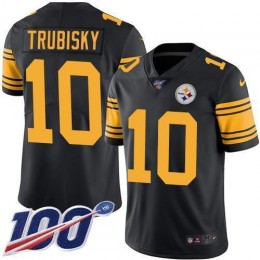 Steelers #10 Mitchell Trubisky Black Men's Stitched NFL Limited Rush 100th Season Jersey