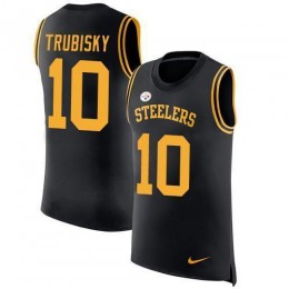 Steelers #10 Mitchell Trubisky Black Team Color Men's Stitched NFL Limited Rush Tank Top Jersey
