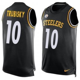 Steelers #10 Mitchell Trubisky Black Team Color Men's Stitched NFL Limited Tank Top Jersey