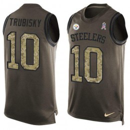 Steelers #10 Mitchell Trubisky Green Men's Stitched NFL Limited Salute To Service Tank Top Jersey