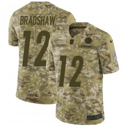 Steelers #12 Terry Bradshaw Camo Men's Stitched NFL Limited 2018 Salute To Service Jersey