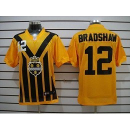 Steelers #12 Terry Bradshaw Gold 1933s Throwback Men's Stitched NFL Elite Jersey