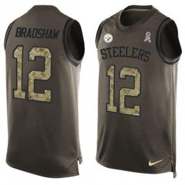 Steelers #12 Terry Bradshaw Green Men's Stitched NFL Limited Salute To Service Tank Top Jersey