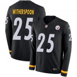 Steelers #25 Ahkello Witherspoon Black Team Color Men's Stitched NFL Limited Therma Long Sleeve Jersey