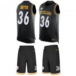 Steelers #36 Jerome Bettis Black Team Color Men's Stitched NFL Limited Tank Top Suit Jersey