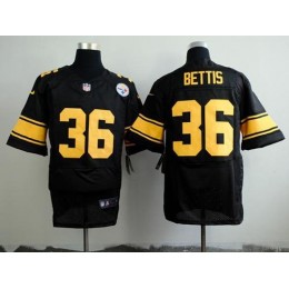 Steelers #36 Jerome Bettis Black(Gold No.) Men's Stitched NFL Elite Jersey