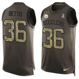 Steelers #36 Jerome Bettis Green Men's Stitched NFL Limited Salute To Service Tank Top Jersey