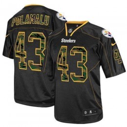 Steelers #43 Troy Polamalu Black Men's Stitched NFL Elite Camo Fashion Jersey