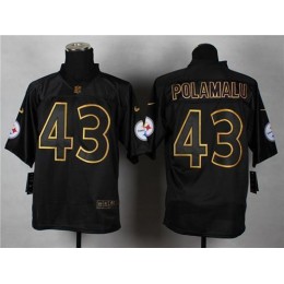 Steelers #43 Troy Polamalu Black Gold No. Fashion Men's Stitched NFL Elite Jersey