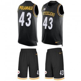 Steelers #43 Troy Polamalu Black Team Color Men's Stitched NFL Limited Tank Top Suit Jersey