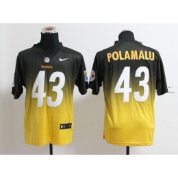 Steelers #43 Troy Polamalu Black/Gold Men's Stitched NFL Elite Fadeaway Fashion Jersey