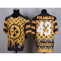 Steelers #43 Troy Polamalu Gold Men's Stitched NFL Elite Noble Fashion Jersey