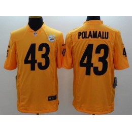Steelers #43 Troy Polamalu Gold Men's Stitched NFL Limited Jersey