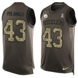 Steelers #43 Troy Polamalu Green Men's Stitched NFL Limited Salute To Service Tank Top Jersey