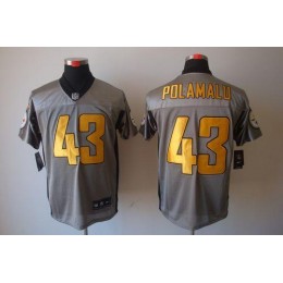 Steelers #43 Troy Polamalu Grey Shadow Men's Stitched NFL Elite Jersey