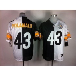 Steelers #43 Troy Polamalu White/Black Men's Stitched NFL Elite Split Jersey