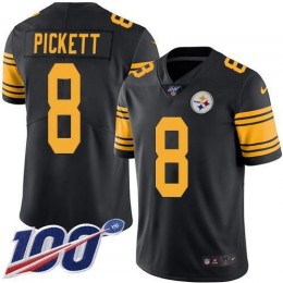 Steelers #8 Kenny Pickett Black Men's Stitched NFL Limited Rush 100th Season Jersey