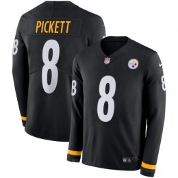 Steelers #8 Kenny Pickett Black Team Color Men's Stitched NFL Limited Therma Long Sleeve Jersey