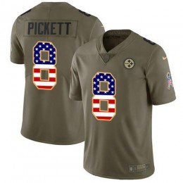 Steelers #8 Kenny Pickett Olive/USA Flag Men's Stitched NFL Limited 2017 Salute To Service Jersey