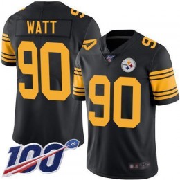 Steelers #90 T. J. Watt Black Men's Stitched NFL Limited Rush 100th Season Jersey