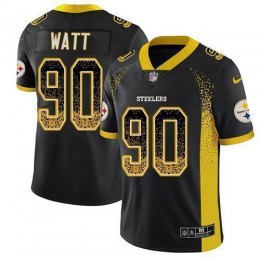 Steelers #90 T. J. Watt Black Team Color Men's Stitched NFL Limited Rush Drift Fashion Jersey