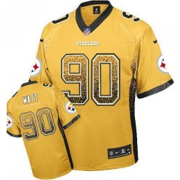 Steelers #90 T. J. Watt Gold Men's Stitched NFL Elite Drift Fashion Jersey