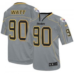 Steelers #90 T. J. Watt Lights Out Grey Men's Stitched NFL Elite Jersey