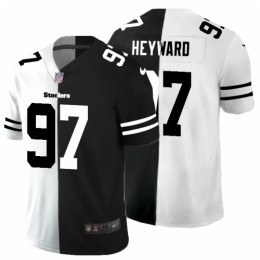 Pittsburgh Pittsburgh Steelers #97 Cameron Heyward Men's Black V White Peace Split Vapor Untouchable Limited NFL Jersey