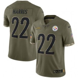 Pittsburgh Steelers #22 Najee Harris Men's 2022 Salute To Service Limited Jersey – Olive