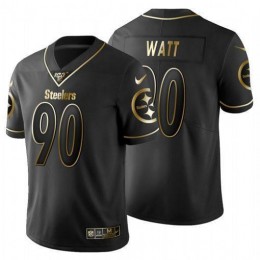 Pittsburgh Steelers #90 T.J. Watt Men's Black Golden Limited NFL 100 Jersey
