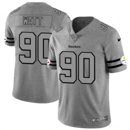 Pittsburgh Steelers #90 T.J. Watt Men's Gray Gridiron II Vapor Untouchable Limited NFL Jersey