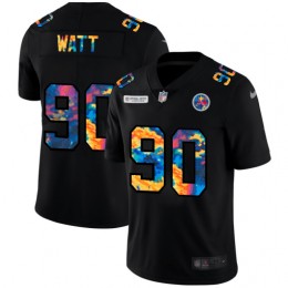 Pittsburgh Steelers #90 T.J. Watt Men's Multi-Color Black 2020 NFL Crucial Catch Vapor Untouchable Limited Jersey