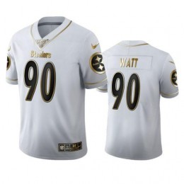 Pittsburgh Steelers #90 T.J. Watt Men's White Golden Edition Vapor Limited NFL 100 Jersey