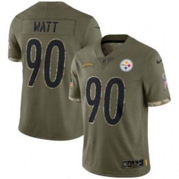 Pittsburgh Steelers #90 T.J. Watt Men's 2022 Salute To Service Limited Jersey – Olive