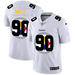 Pittsburgh Steelers #90 T.J. Watt White Men's Team Logo Dual Overlap Limited NFL Jersey