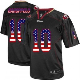 49ers #10 Jimmy Garoppolo Black Men's Stitched NFL Elite USA Flag Fashion Jersey