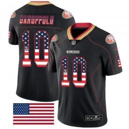 49ers #10 Jimmy Garoppolo Black Men's Stitched NFL Limited Rush USA Flag Jersey