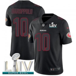 49ers #10 Jimmy Garoppolo Black Super Bowl LIV 2020 Men's Stitched NFL Limited Rush Impact Jersey