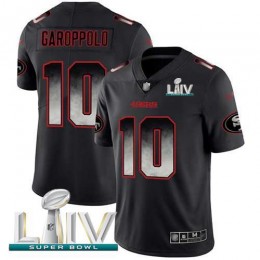 49ers #10 Jimmy Garoppolo Black Super Bowl LIV 2020 Men's Stitched NFL Vapor Untouchable Limited Smoke Fashion Jersey