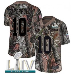 49ers #10 Jimmy Garoppolo Camo Super Bowl LIV 2020 Men's Stitched NFL Limited Rush Realtree Jersey