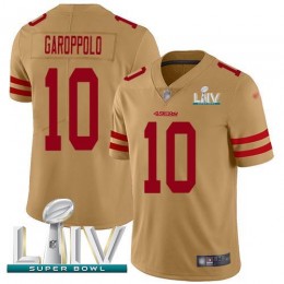 49ers #10 Jimmy Garoppolo Gold Super Bowl LIV 2020 Men's Stitched NFL Limited Inverted Legend Jersey