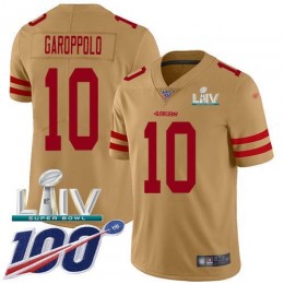 49ers #10 Jimmy Garoppolo Gold Super Bowl LIV 2020 Men's Stitched NFL Limited Inverted Legend 100th Season Jersey