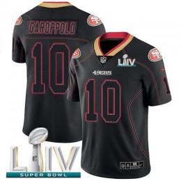 49ers #10 Jimmy Garoppolo Lights Out Black Super Bowl LIV 2020 Men's Stitched NFL Limited Rush Jersey