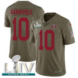 49ers #10 Jimmy Garoppolo Olive Super Bowl LIV 2020 Men's Stitched NFL Limited 2017 Salute To Service Jersey