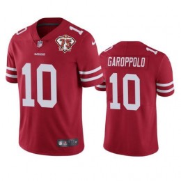 49ers #10 Jimmy Garoppolo Red Men's 75th Anniversary Stitched NFL Vapor Untouchable Limited Jersey