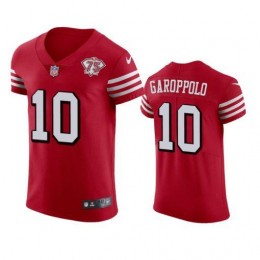 49ers #10 Jimmy Garoppolo Red Rush Men's 75th Anniversary Stitched NFL Vapor Untouchable Elite Jersey