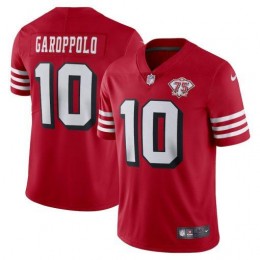 49ers #10 Jimmy Garoppolo Red Rush Men's 75th Anniversary Stitched NFL Vapor Untouchable Limited Jersey