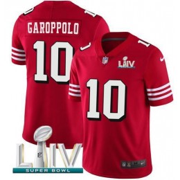 49ers #10 Jimmy Garoppolo Red Super Bowl LIV 2020 Team Color Men's Stitched NFL Vapor Untouchable Limited II Jersey