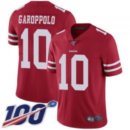 49ers #10 Jimmy Garoppolo Red Team Color Men's Stitched NFL 100th Season Vapor Limited Jersey