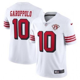 49ers #10 Jimmy Garoppolo White Rush Men's 75th Anniversary Stitched NFL Vapor Untouchable Limited Jersey